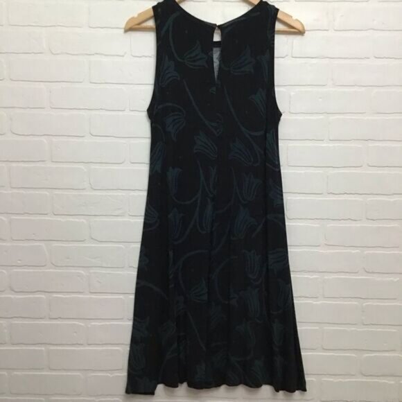 Chelsea And Theodore Jersey Trumpet Dress Black And Green Stretchy Sleeveless - Picture 3 of 8